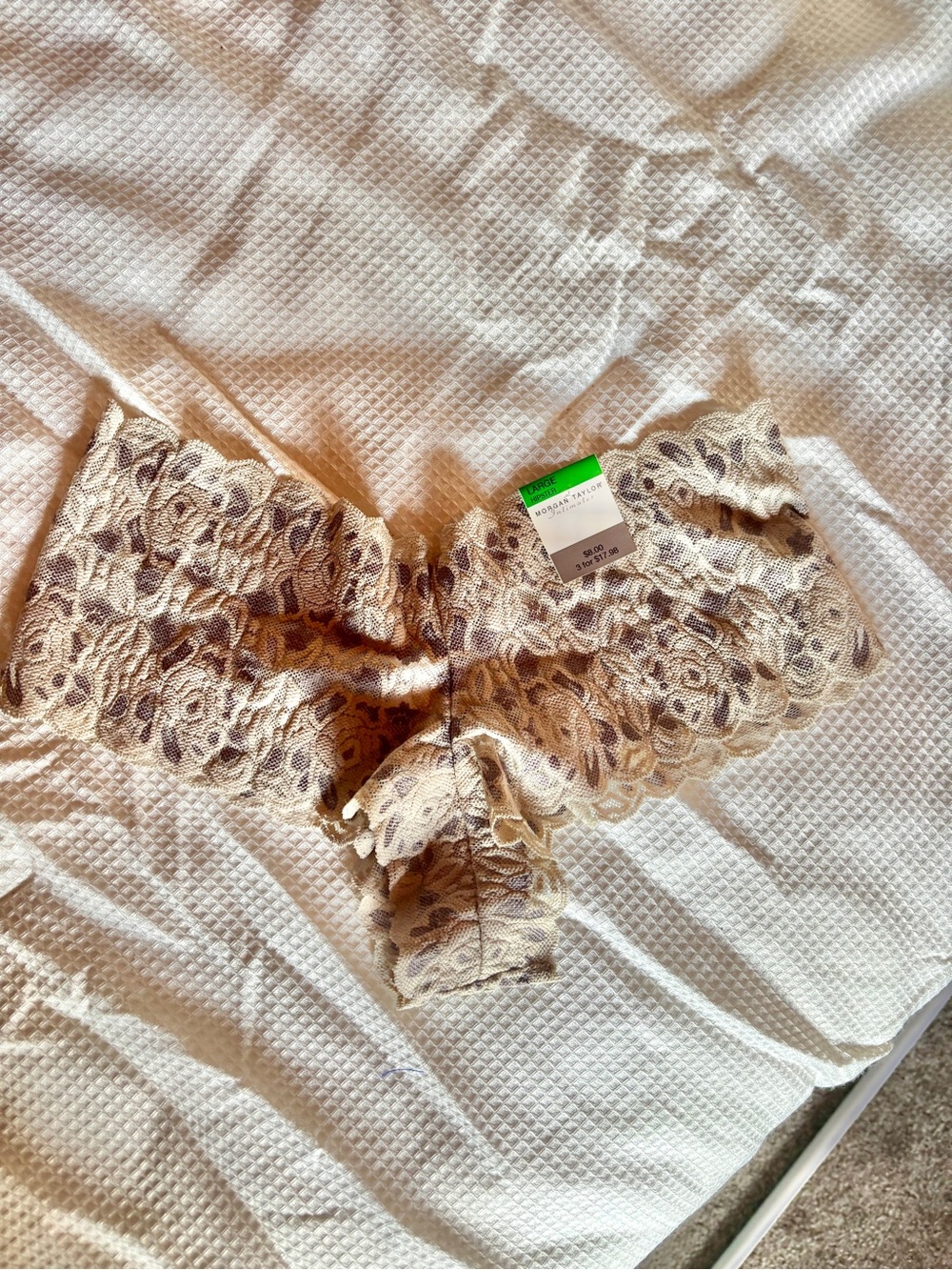new morgan taylor intimates nude floral lace hipster panties size large coquette